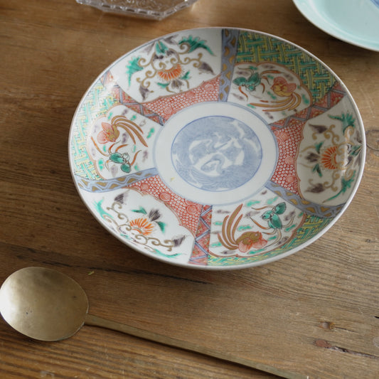 ピンクとグリーンの可愛い古伊万里7寸皿 - Kotto Shop