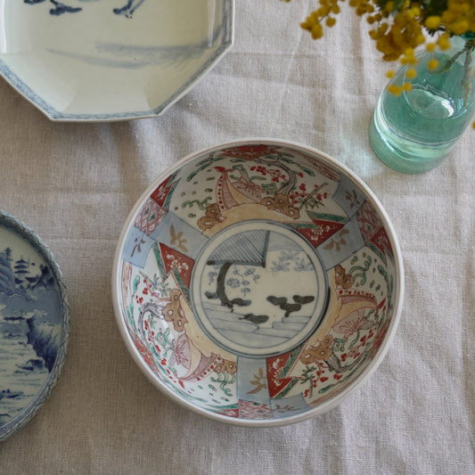 淡い色味が麗しい色絵中鉢 - Kotto Shop