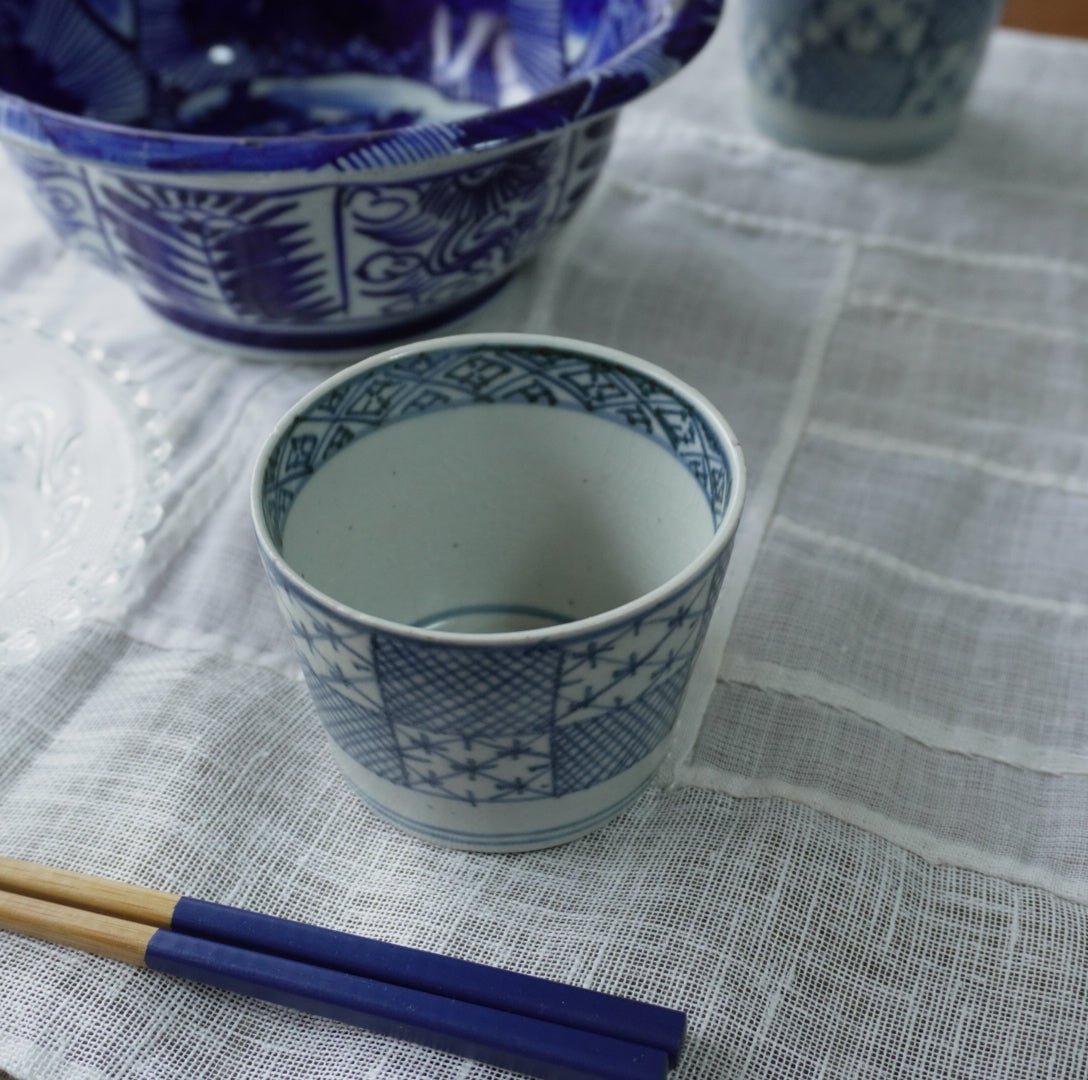 市松紋染付蕎麦猪口 - Kotto Shop