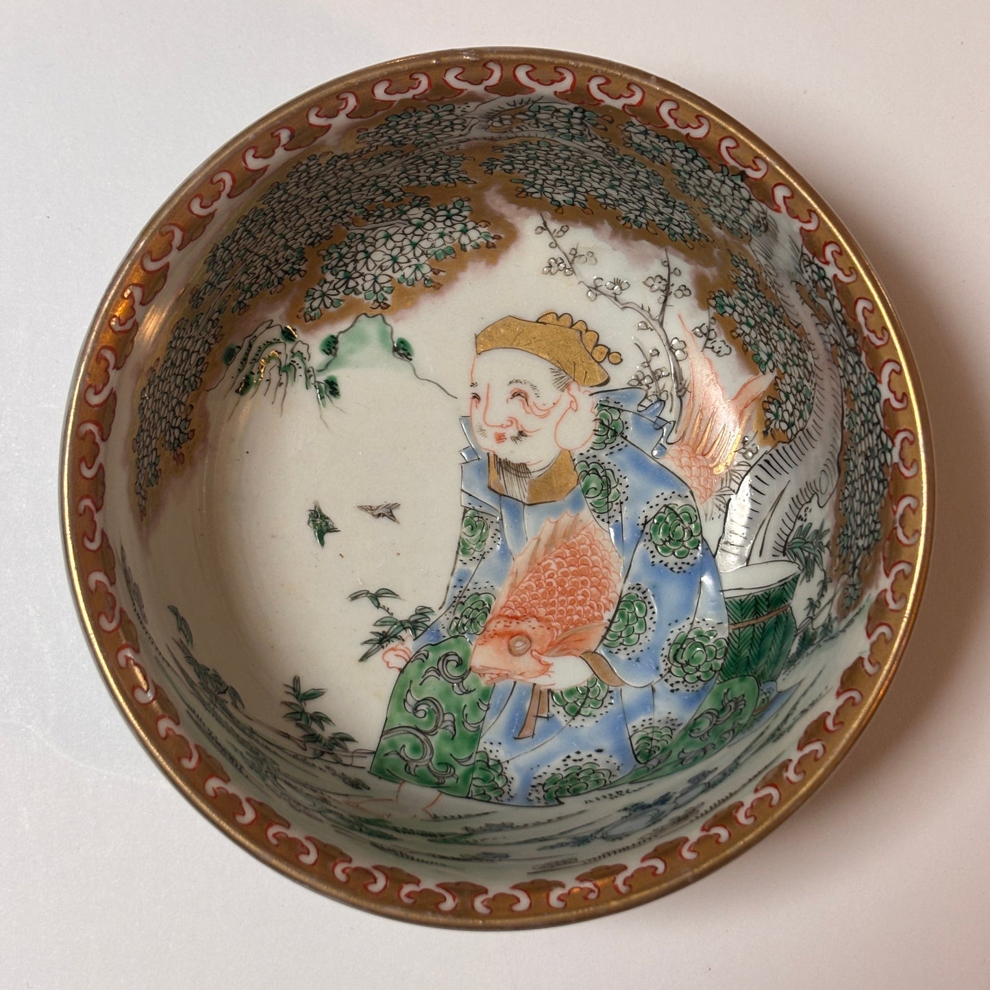 福を抱く恵比寿様の色絵深鉢 - Kotto Shop