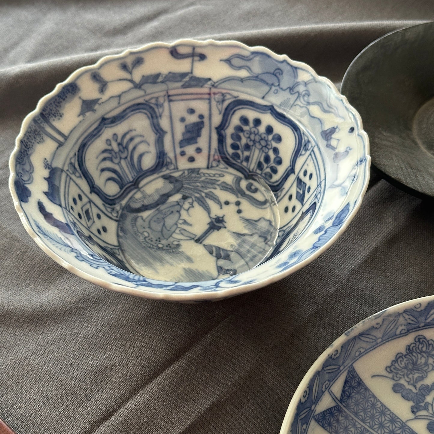 芙蓉手染付の深皿 - Kotto Shop