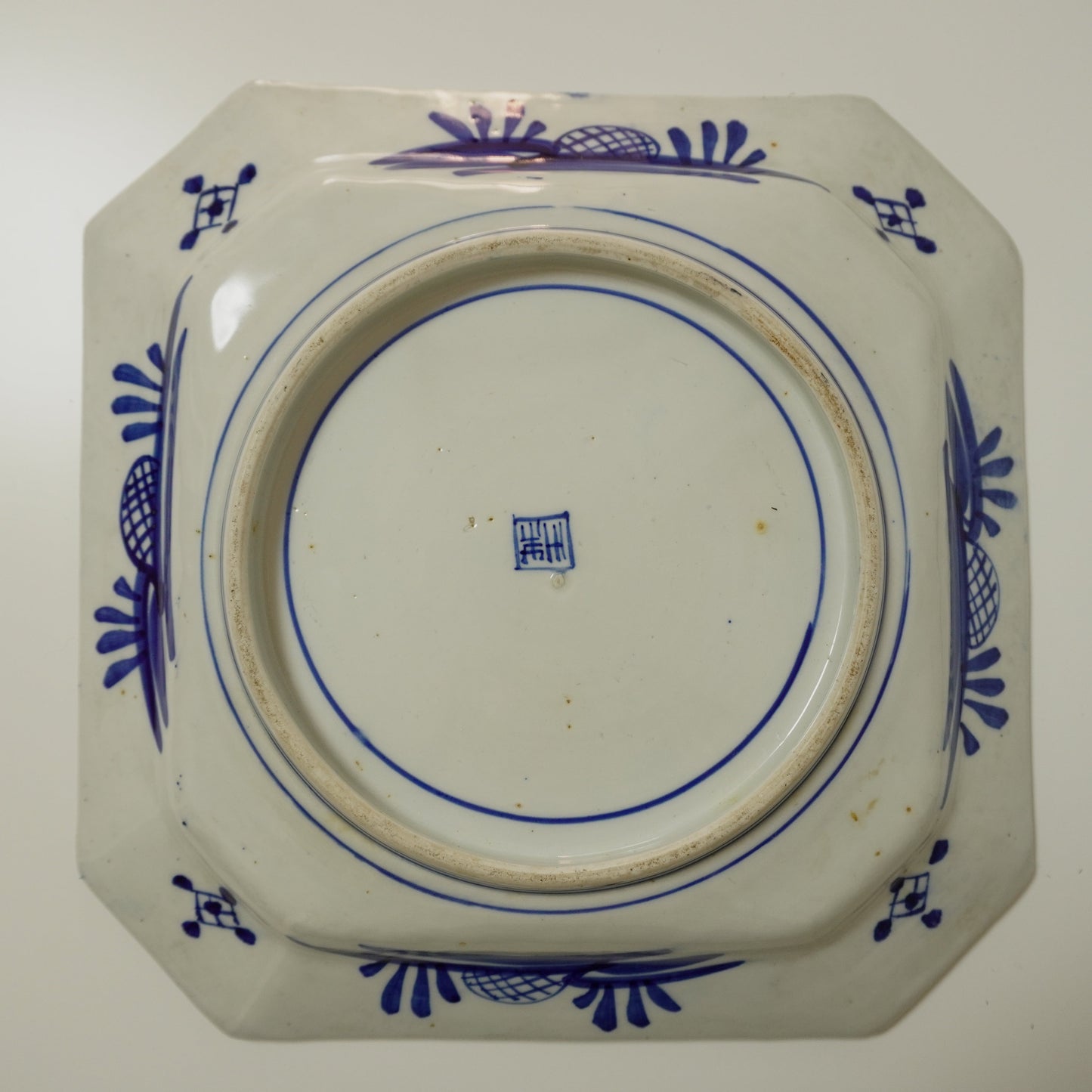 山水風景の八角染付大皿 - Kotto Shop