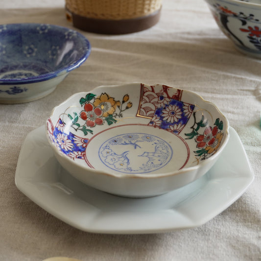 朱と藍が踊る花の輪なます皿 - Kotto Shop