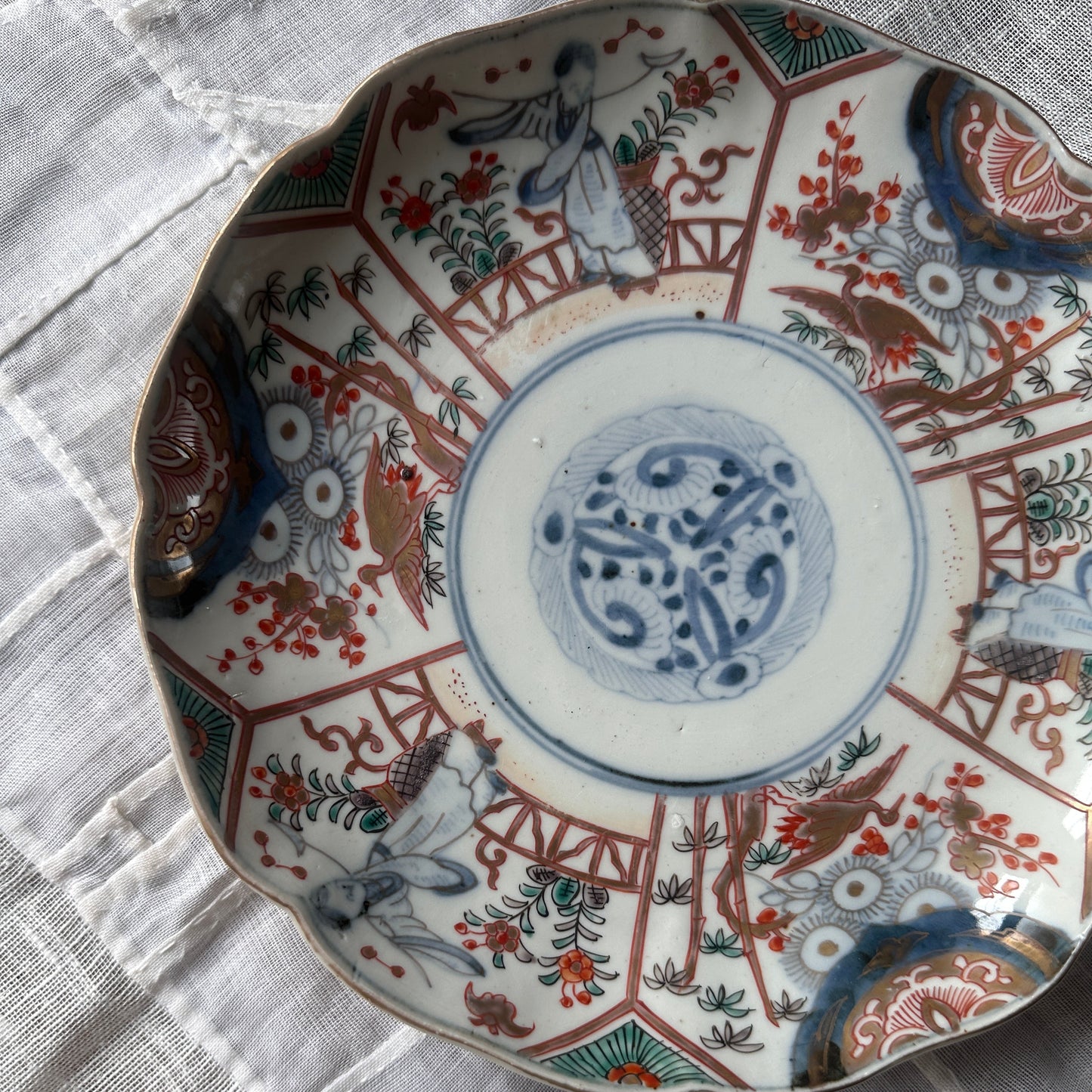 淡色鶴に竹梅図大皿 - Kotto Shop