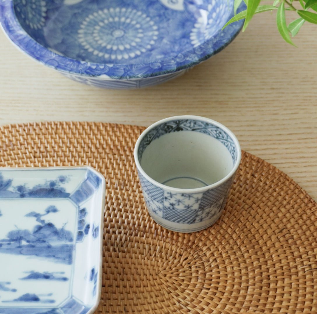 市松紋染付蕎麦猪口 - Kotto Shop
