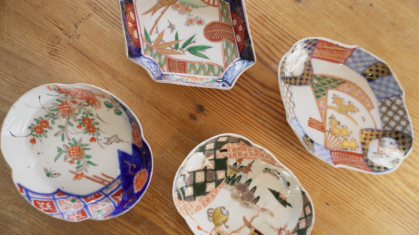 ユニークな構図の色絵変形皿 - Kotto Shop