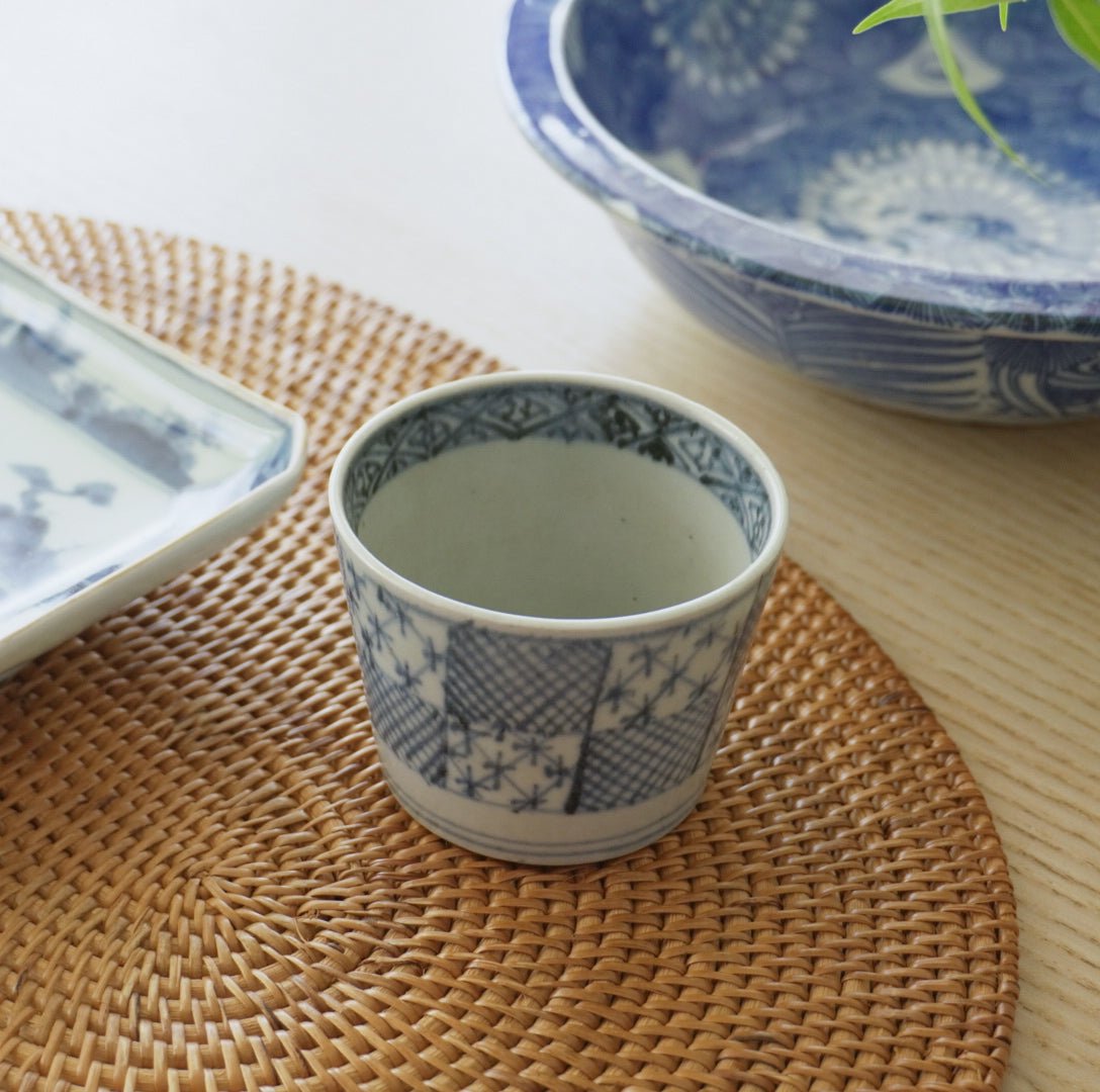 市松紋染付蕎麦猪口 - Kotto Shop
