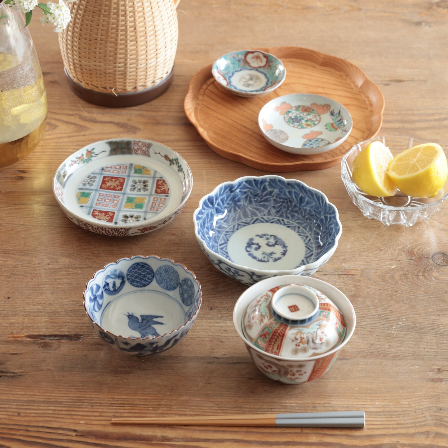 藍の輪花染付なます皿