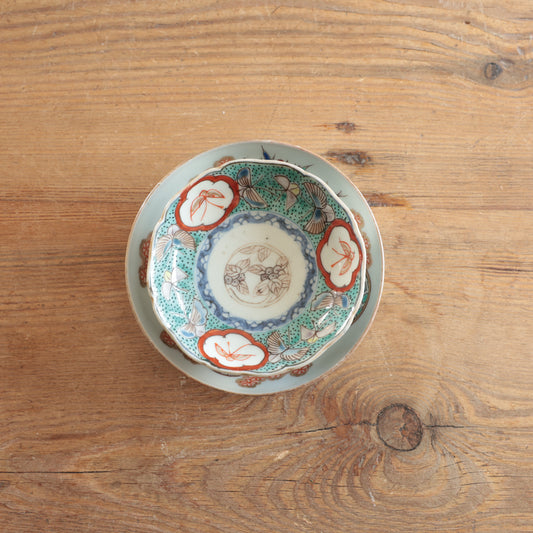 蝶舞うエメラルドグリーン豆皿