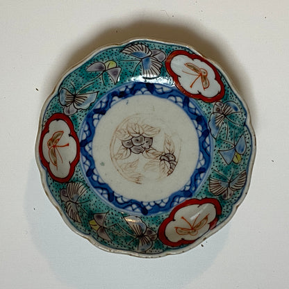 蝶舞うエメラルドグリーン豆皿