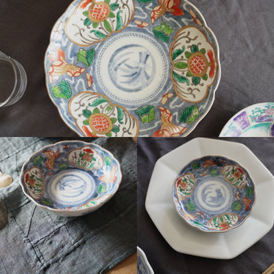 【数量限定】藍地に蝶が舞う色絵の大小3点セット - Kotto Shop