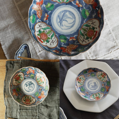 【数量限定】藍地に蝶が舞う色絵の食卓3点セット - Kotto Shop
