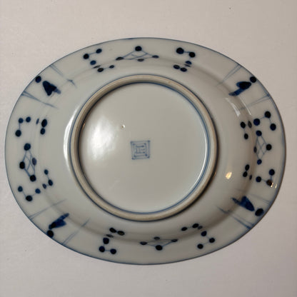 船人のオーバル染付皿