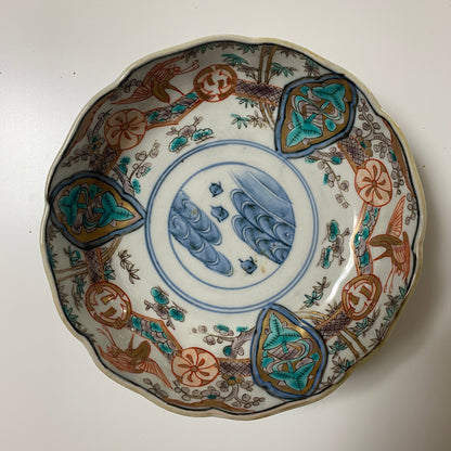 翠と朱が織りなす古伊万里色絵なます皿