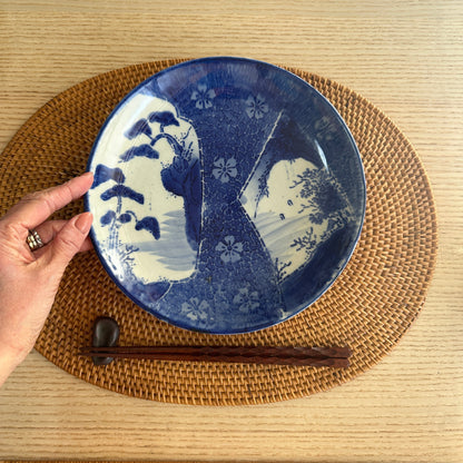 風景図に桜舞う印判7寸皿 - Kotto Shop