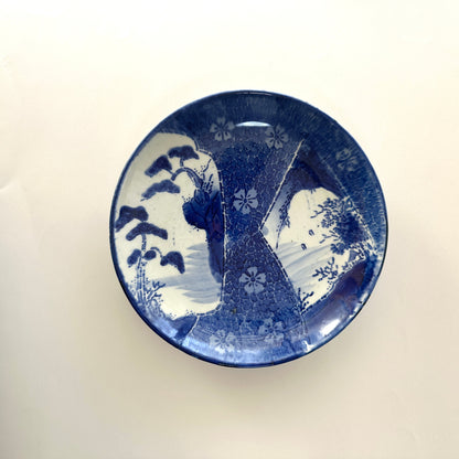 風景図に桜舞う印判7寸皿 - Kotto Shop