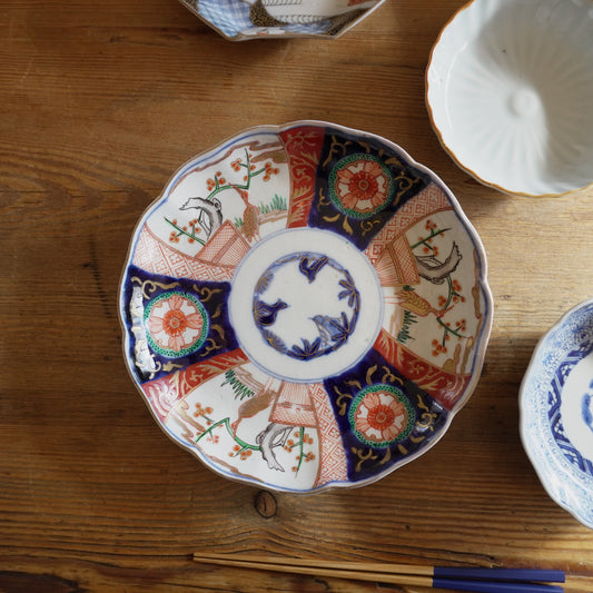 可愛らしい色味の鶴図7寸皿 - Kotto Shop