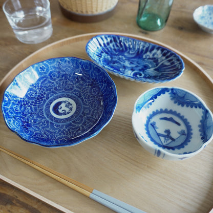 鮮やかブルーの印判なます皿