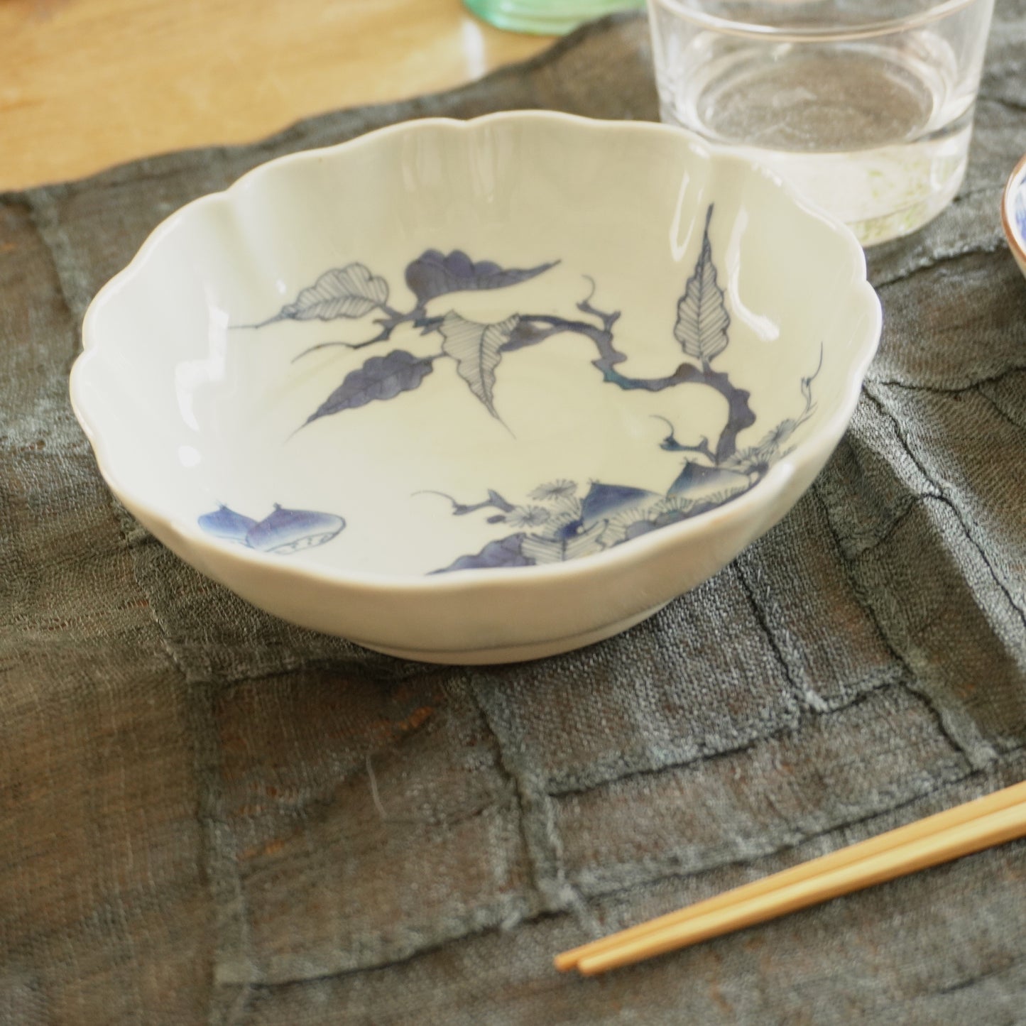 上品な古伊万里染付栗なます皿