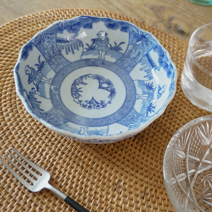 異国情緒漂う印判唐子なます皿
