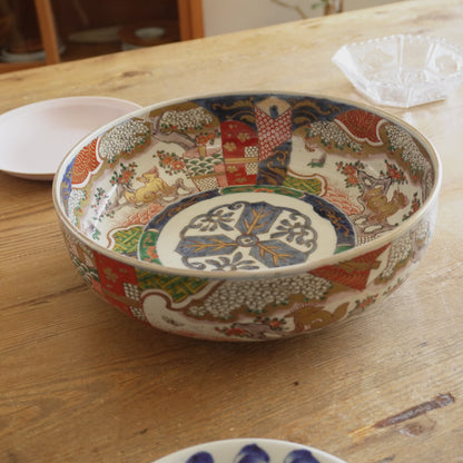 牡丹に獅子図華やか色絵大鉢 - Kotto Shop