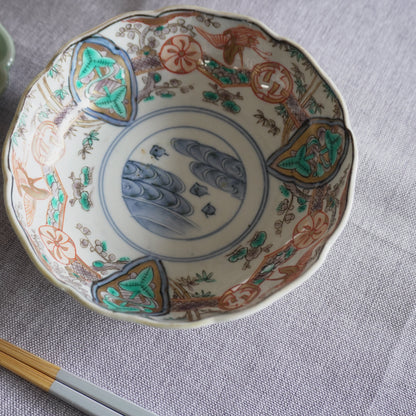 翠と朱が織りなす古伊万里色絵なます皿 - Kotto Shop
