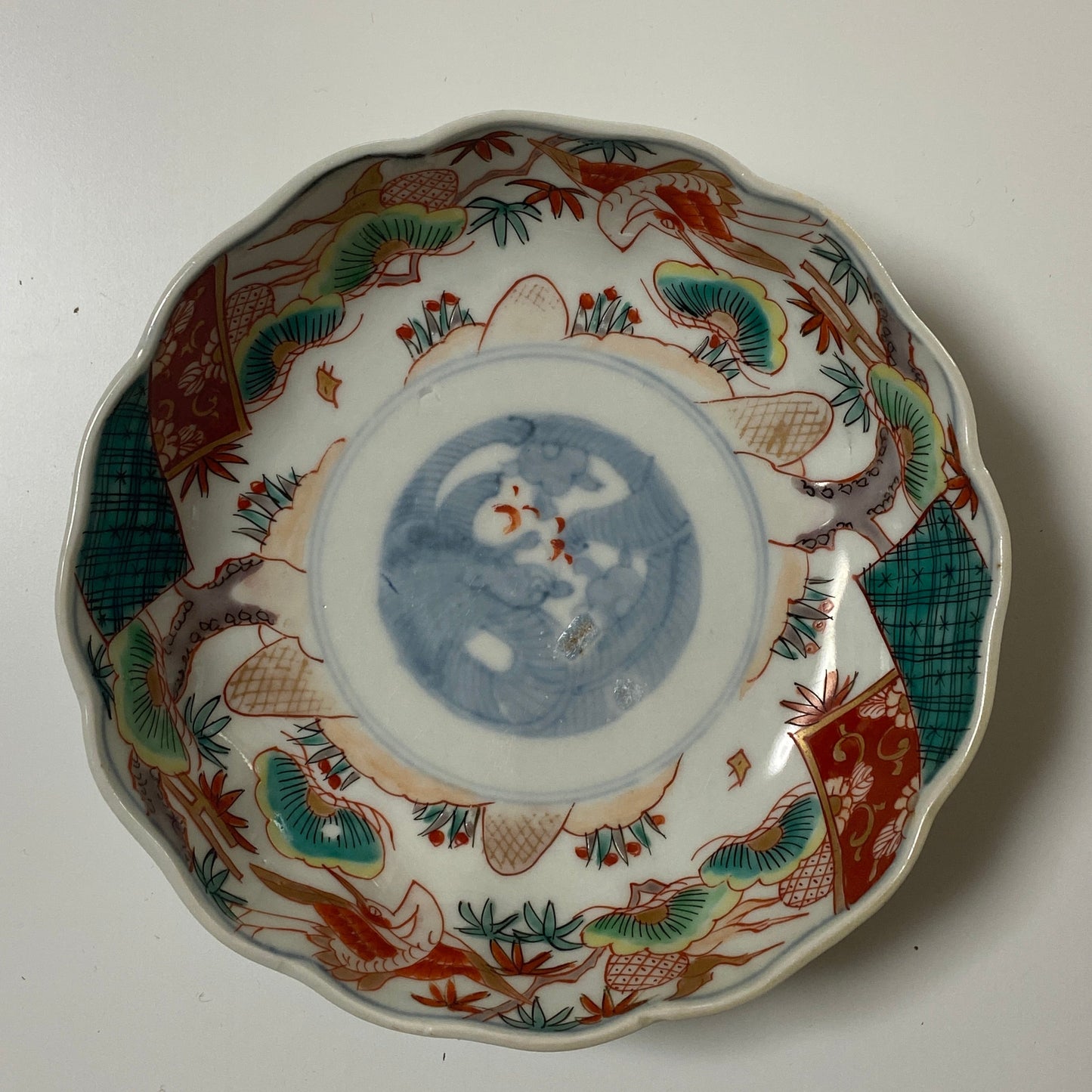 鶴に松が浮かぶ淡い色味のなます皿 - Kotto Shop