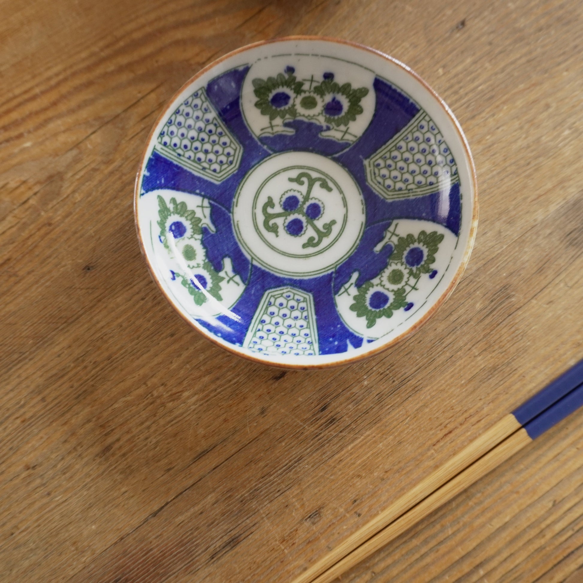 藍と緑のカジュアル印判小皿 - Kotto Shop