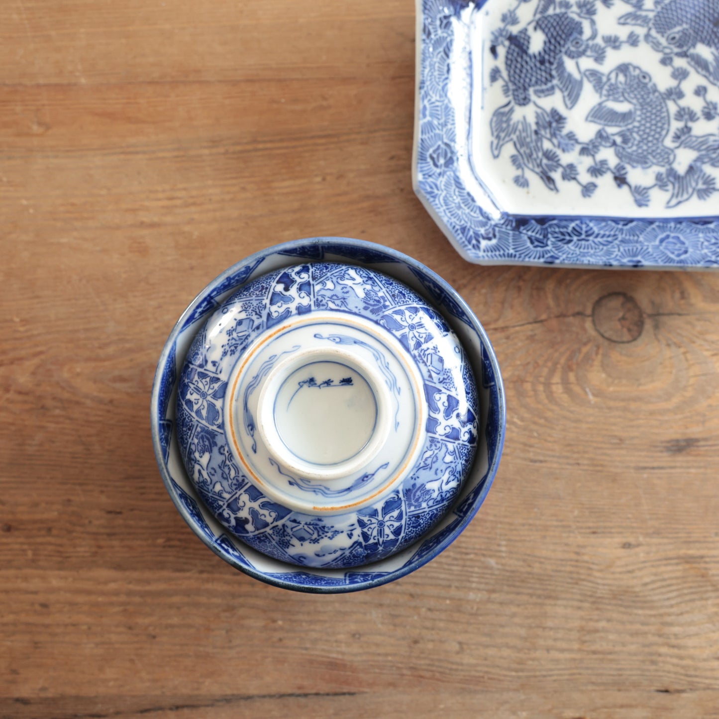 藍の印判窓絵茶碗 - Kotto Shop
