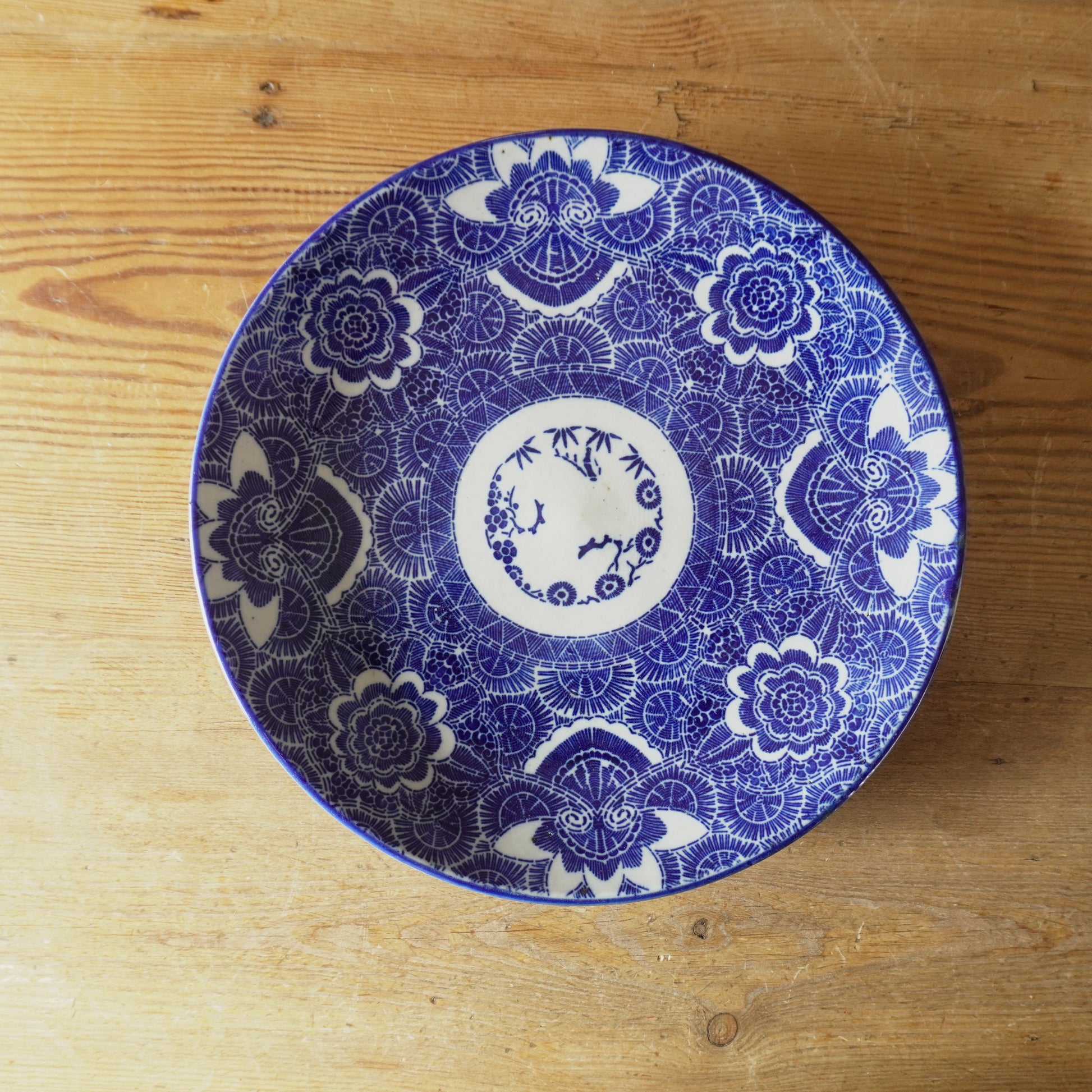 花咲く印判ベロ藍大皿 - Kotto Shop