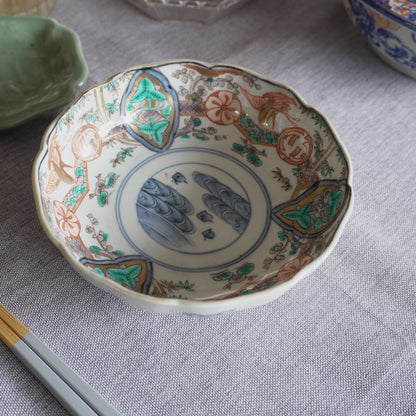 翠と朱が織りなす古伊万里色絵なます皿 - Kotto Shop