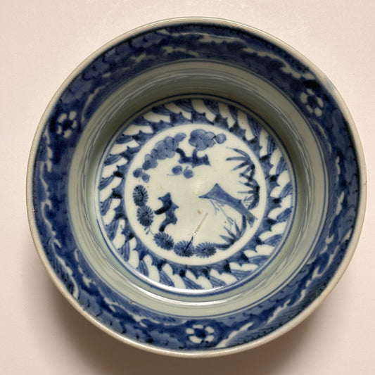 藍と青磁の色味が美しい古伊万里染付鉢 - Kotto Shop