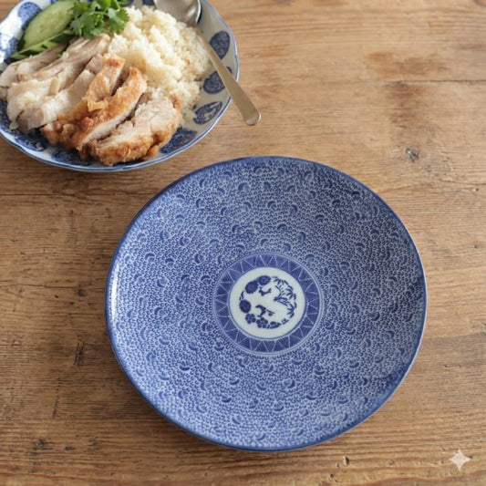 藍の微塵唐草大皿 - Kotto Shop