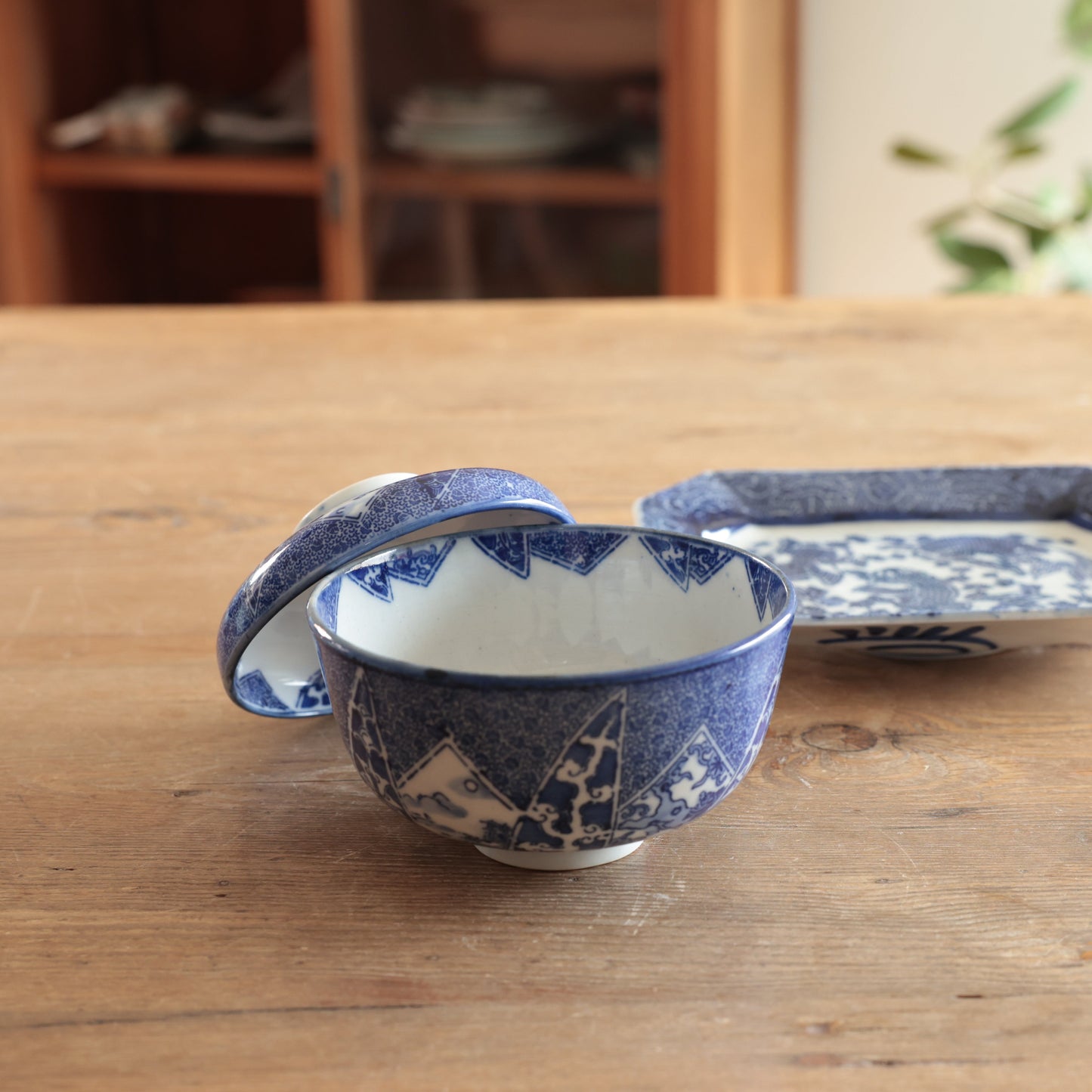 藍の印判窓絵茶碗 - Kotto Shop