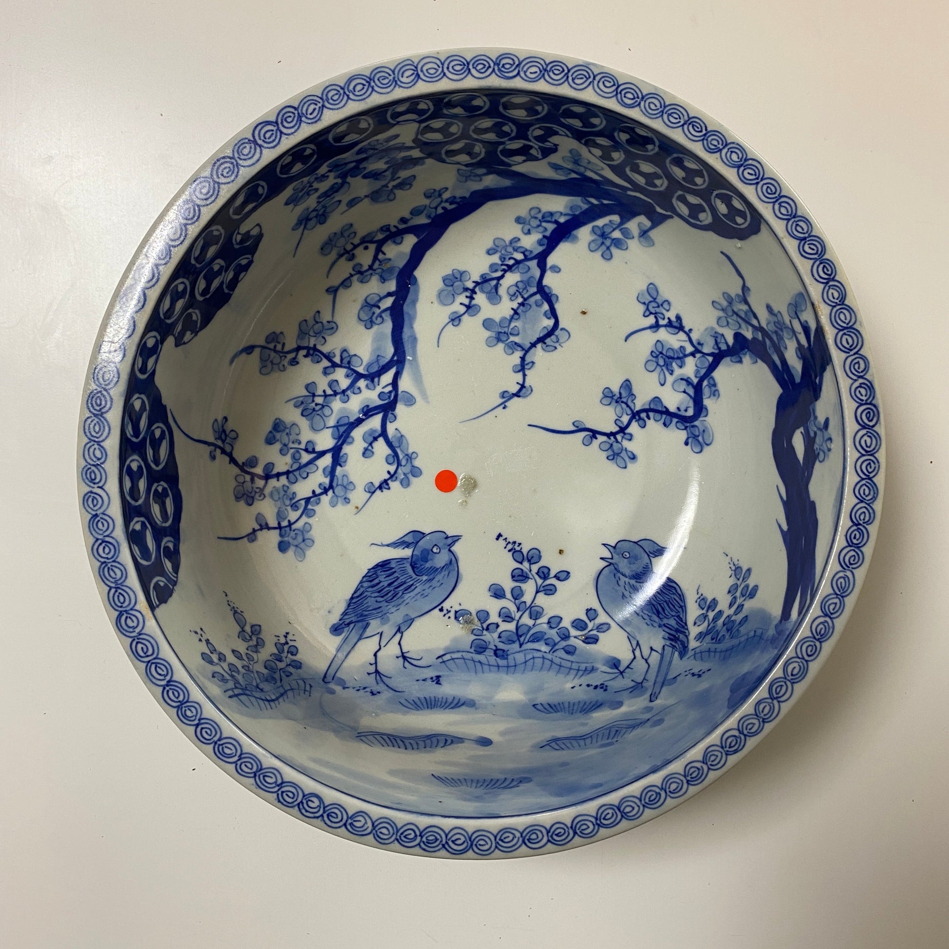 【ひっつきあり】鳥と梅の華奢な藍の丼鉢 - Kotto Shop