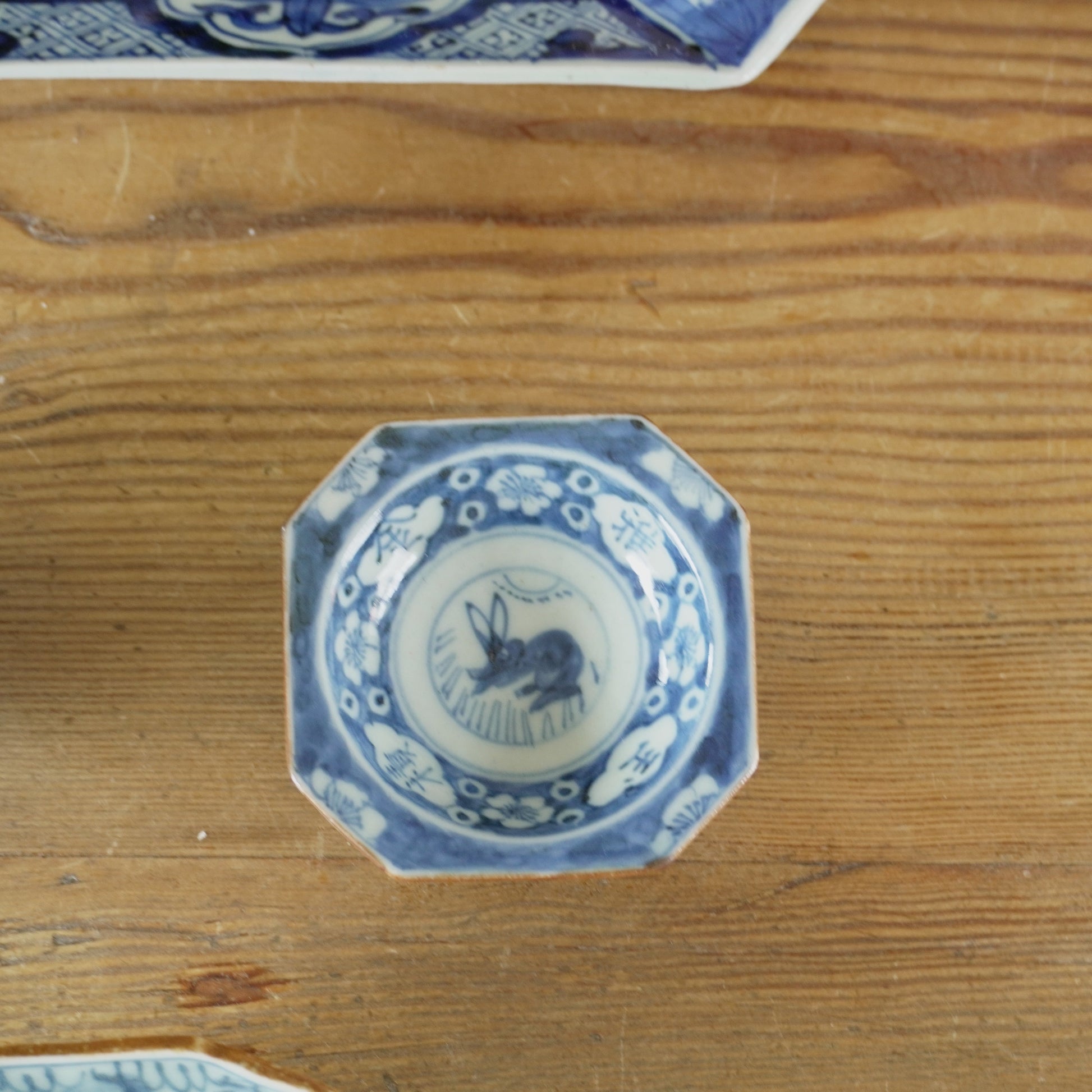 月夜のうさぎ　染付八角豆皿 - Kotto Shop