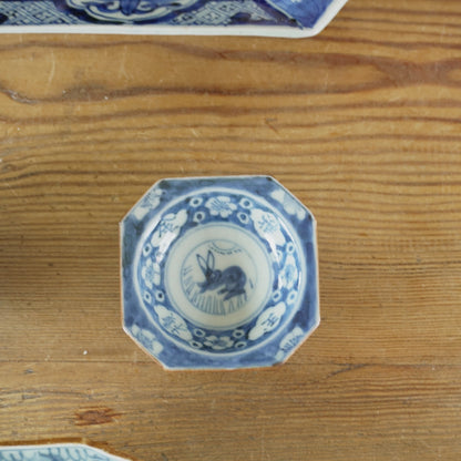 月夜のうさぎ　染付八角豆皿 - Kotto Shop