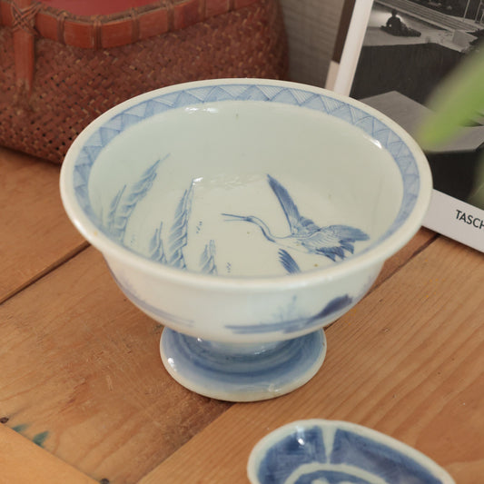 鶴が舞う染付盃洗 - Kotto Shop