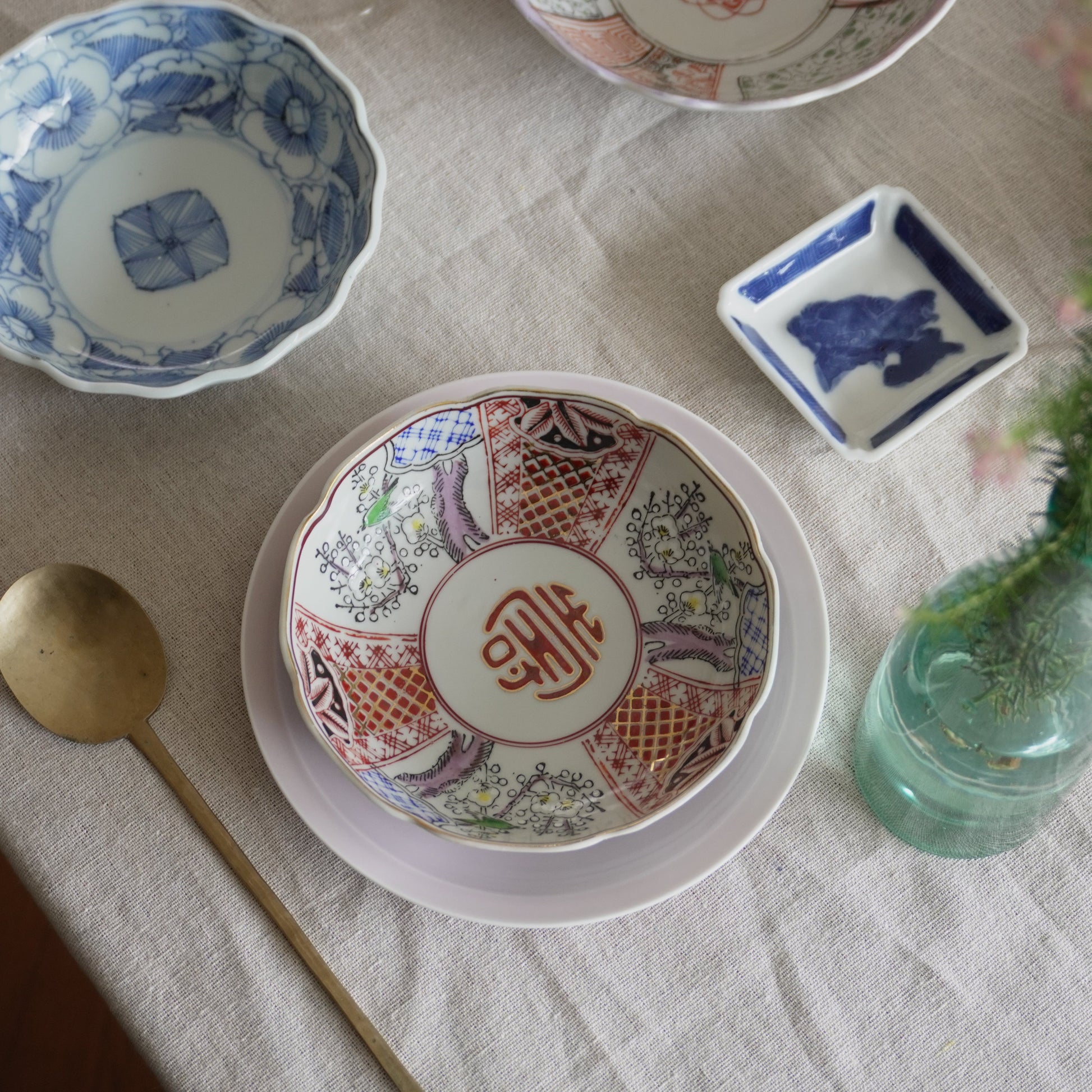 梅に集う鳥たちの「寿」なます皿 - Kotto Shop