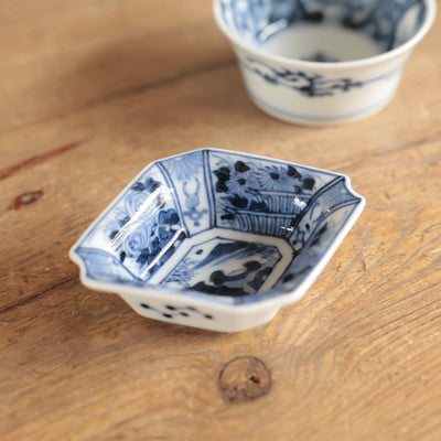 山水草花の菱形豆皿 - Kotto Shop
