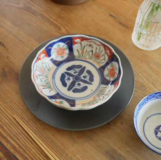 輪花が可愛い染付赤絵なます皿 - Kotto Shop