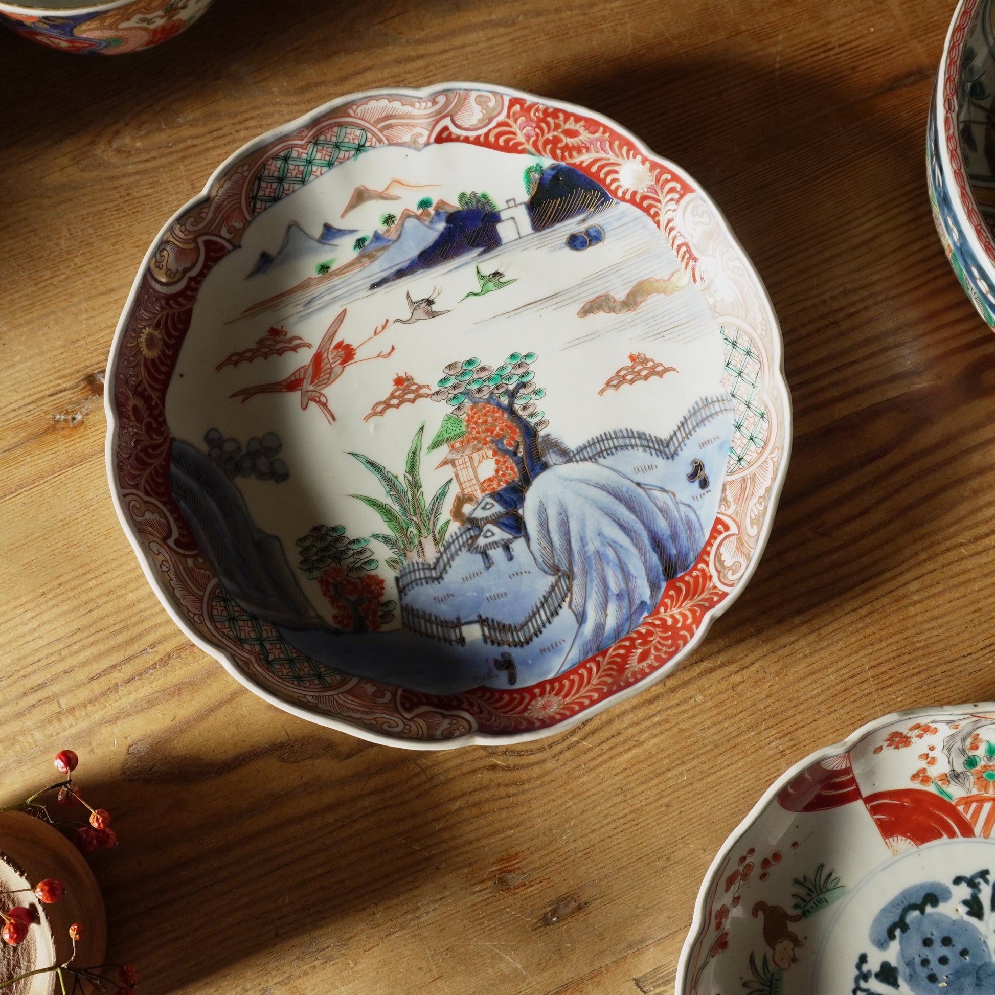 山水と鶴の景色絵 八寸皿 - Kotto Shop