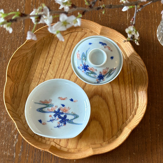 桜舞う小さなお茶碗と小皿のセット - Kotto Shop