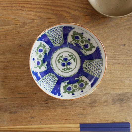 藍と緑のカジュアル印判小皿 - Kotto Shop