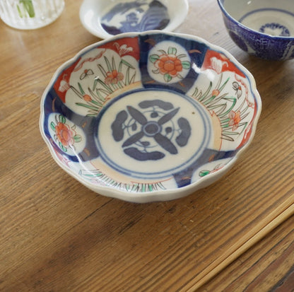 輪花が可愛い染付赤絵なます皿 - Kotto Shop