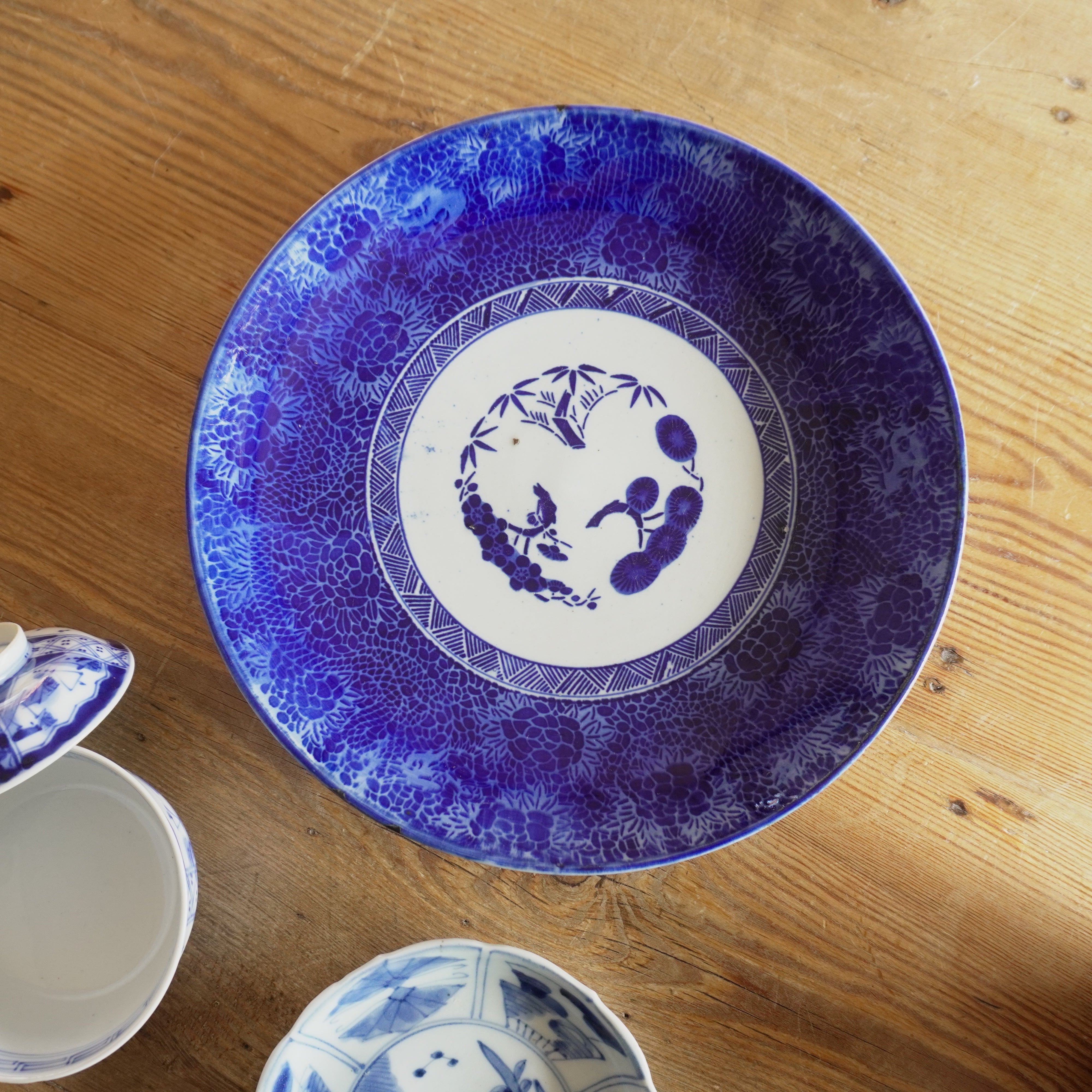 明治期 ベロ藍 大皿 約46.8センチ 明治期 ベロ藍 大皿 約46.8センチ