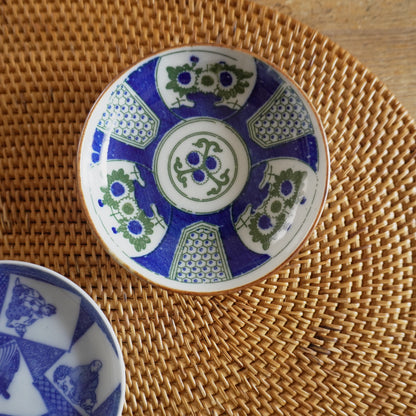 藍と緑のカジュアル印判小皿 - Kotto Shop