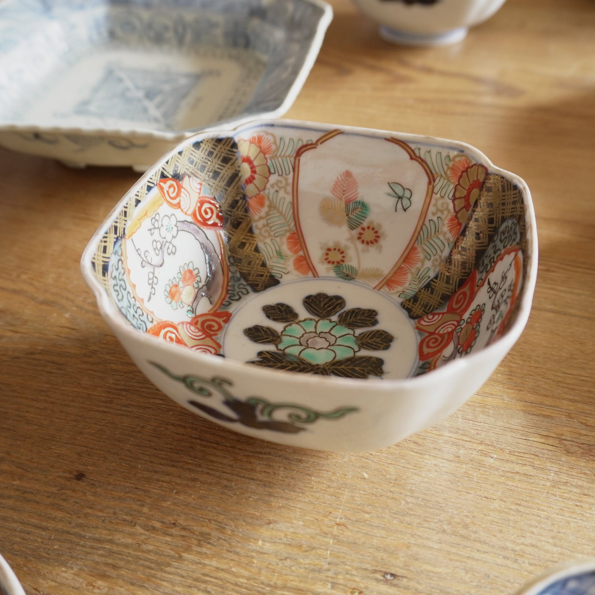 グリーンがおしゃれな明治四角小鉢 - Kotto Shop