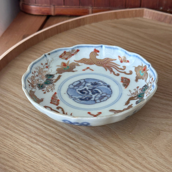 【修復あり】古伊万里 なます皿 鳳凰寿皿　うぶ品 よろけ 皿 器 古い 古玩 小皿】鳳凰舞う 金彩色絵古伊万里小皿 – Kotto Shop