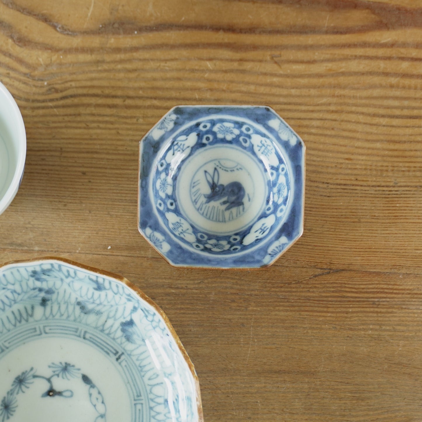 月夜のうさぎ　染付八角豆皿 - Kotto Shop